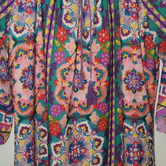 Gorgeous 70's Style Multicolor Print Short Dress - Picture 2 of 5